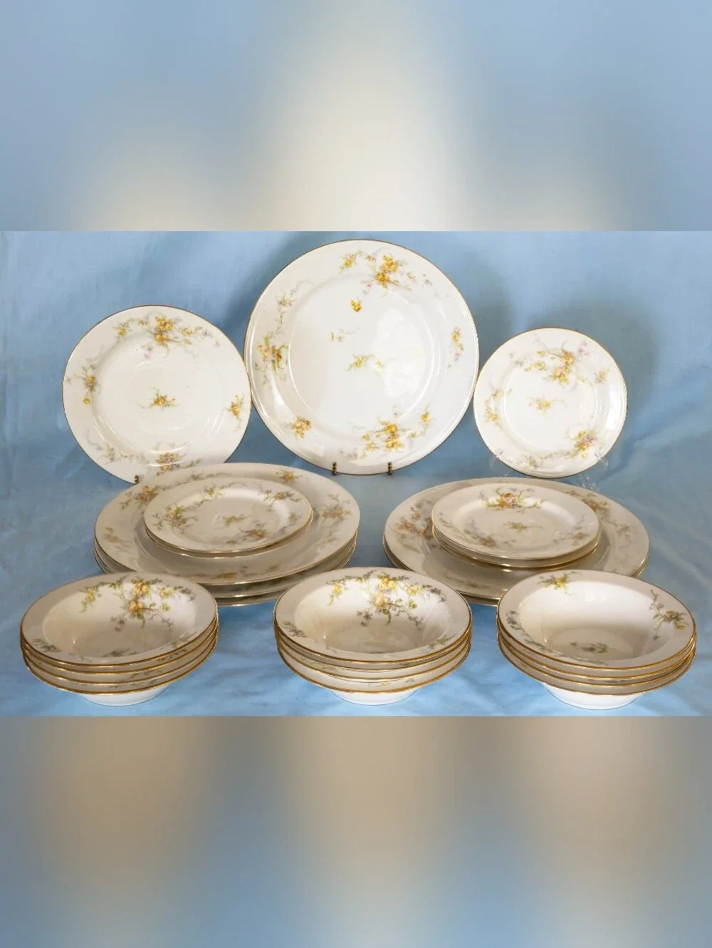 Beautiful Antique Elite Works Limoges France LIM48 Yellow Rose Dinnerware Set